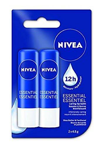 Nivea Essential Caring 12H Moisture Lip Balm Sticks - 4.8g, 2pk