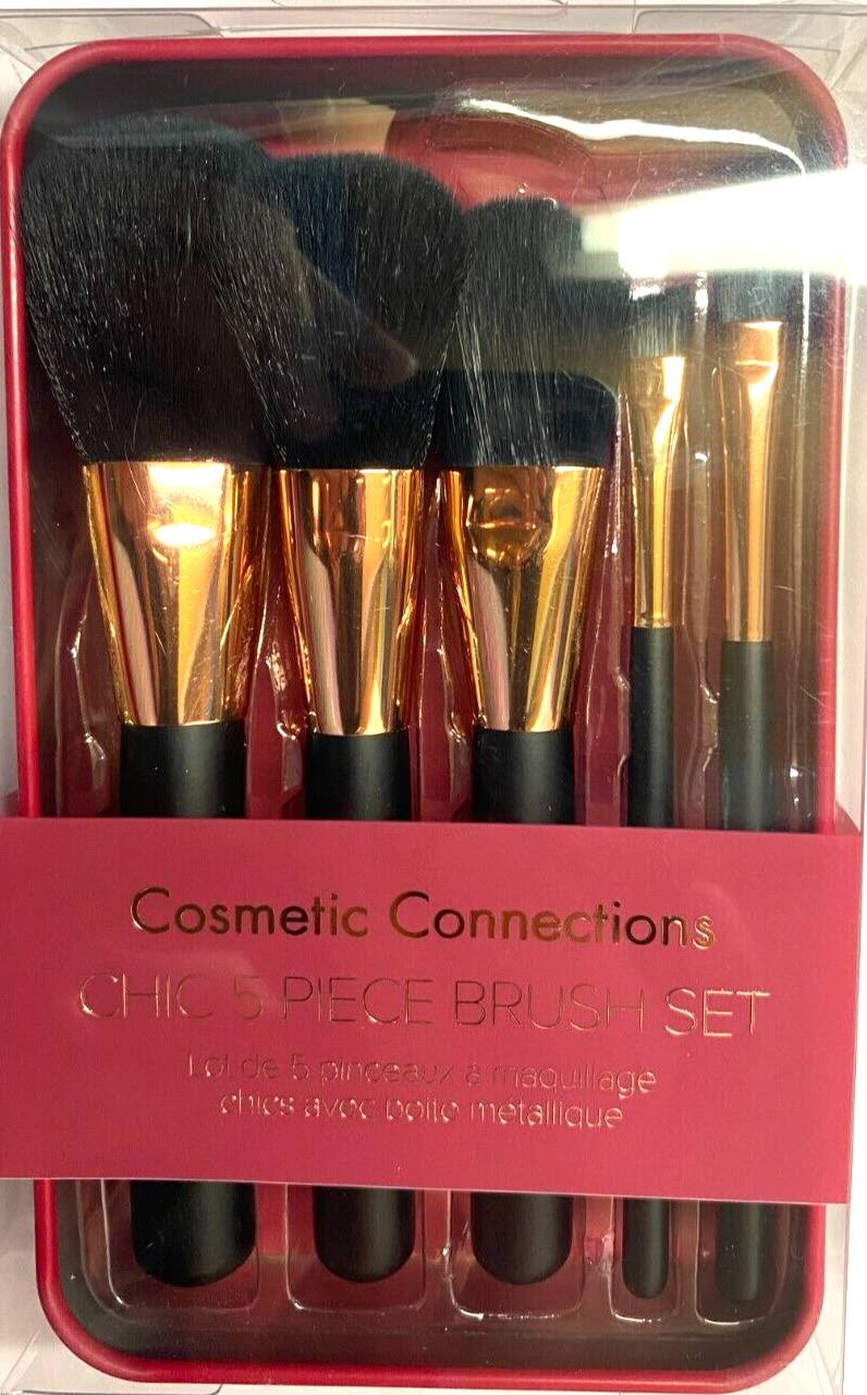 Cosmetic Connection Chic 5 Piece Make Up Brush Set with Keepsake Tin Gift Set