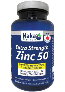 Naka Platinum EXTRA STRENGTH ZINC 50, 120 Tablets