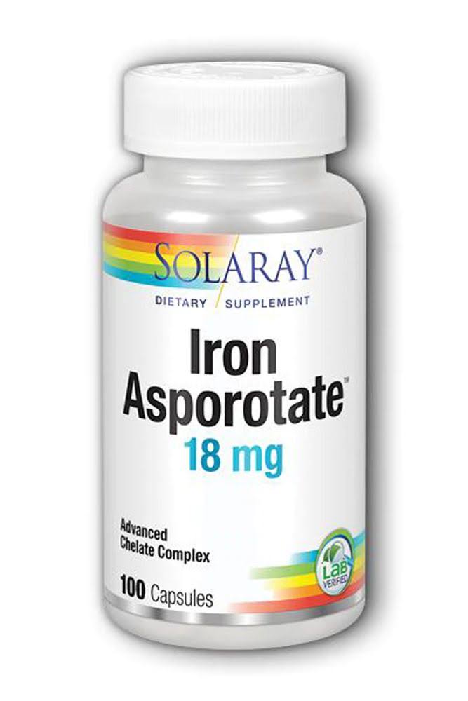 Solaray Iron Asporotate Dietary Supplement - 100 Capsules