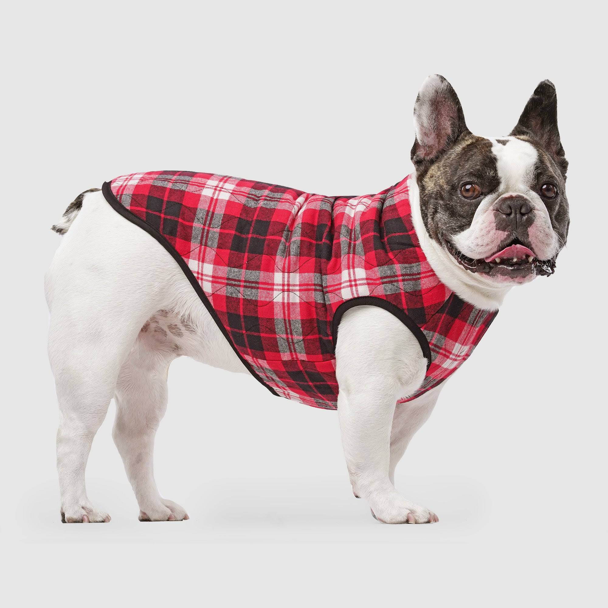Canada Pooch Reversible Black Plaid Vest for Dogs Size 12