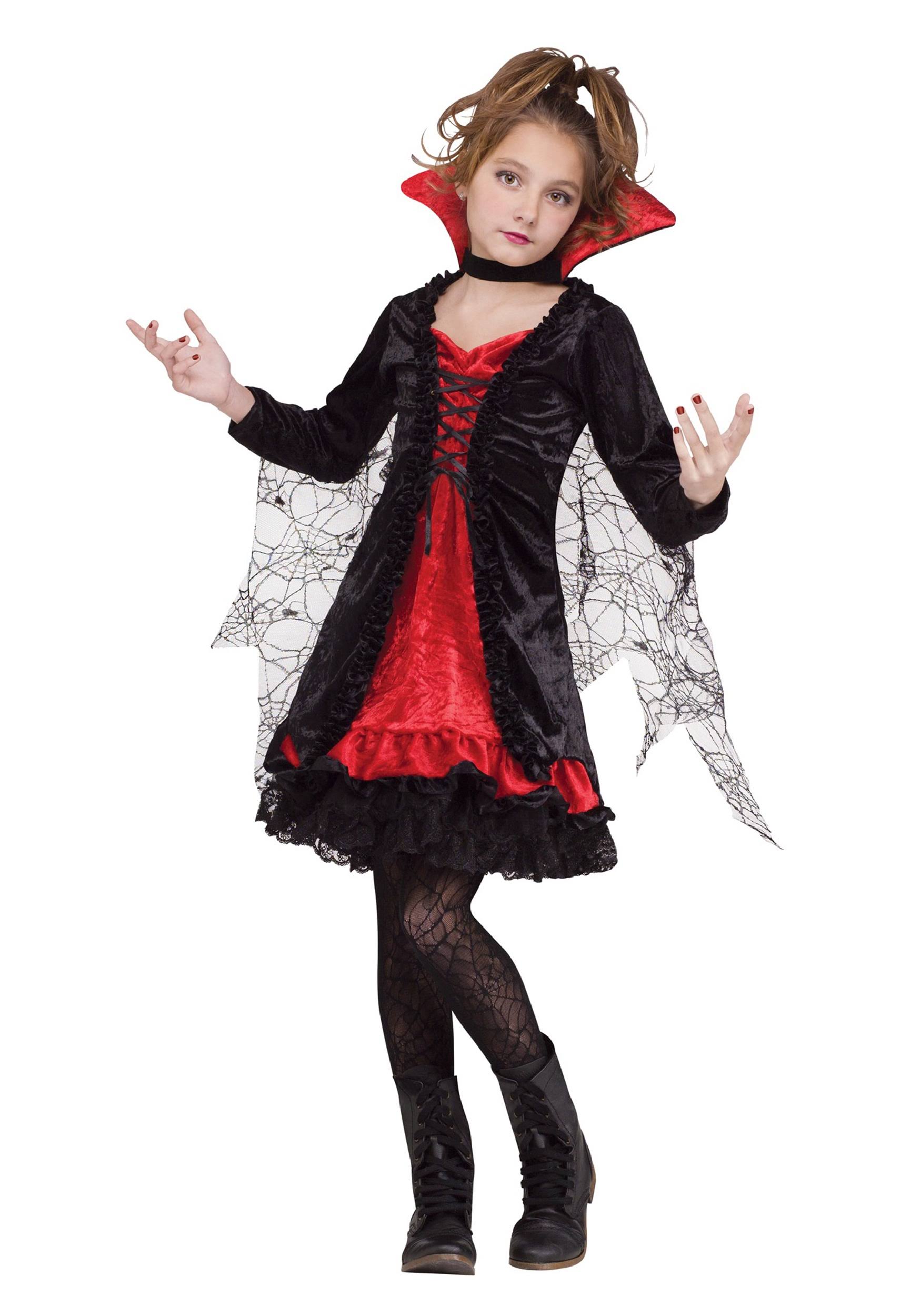 Vampire Girl Child Costume | Kids | Girls | Black/Red | S | Fun World