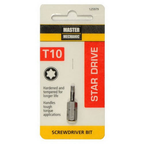 Master Mechanic 125979 Torx Screwdriver Insert Screwdriver Bits - T10
