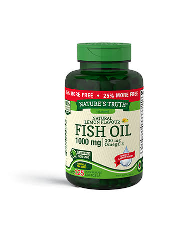 Nature's Truth Fish Oil Omega-3 Supplement - Natural Lemon Flavor, 125 Softgels