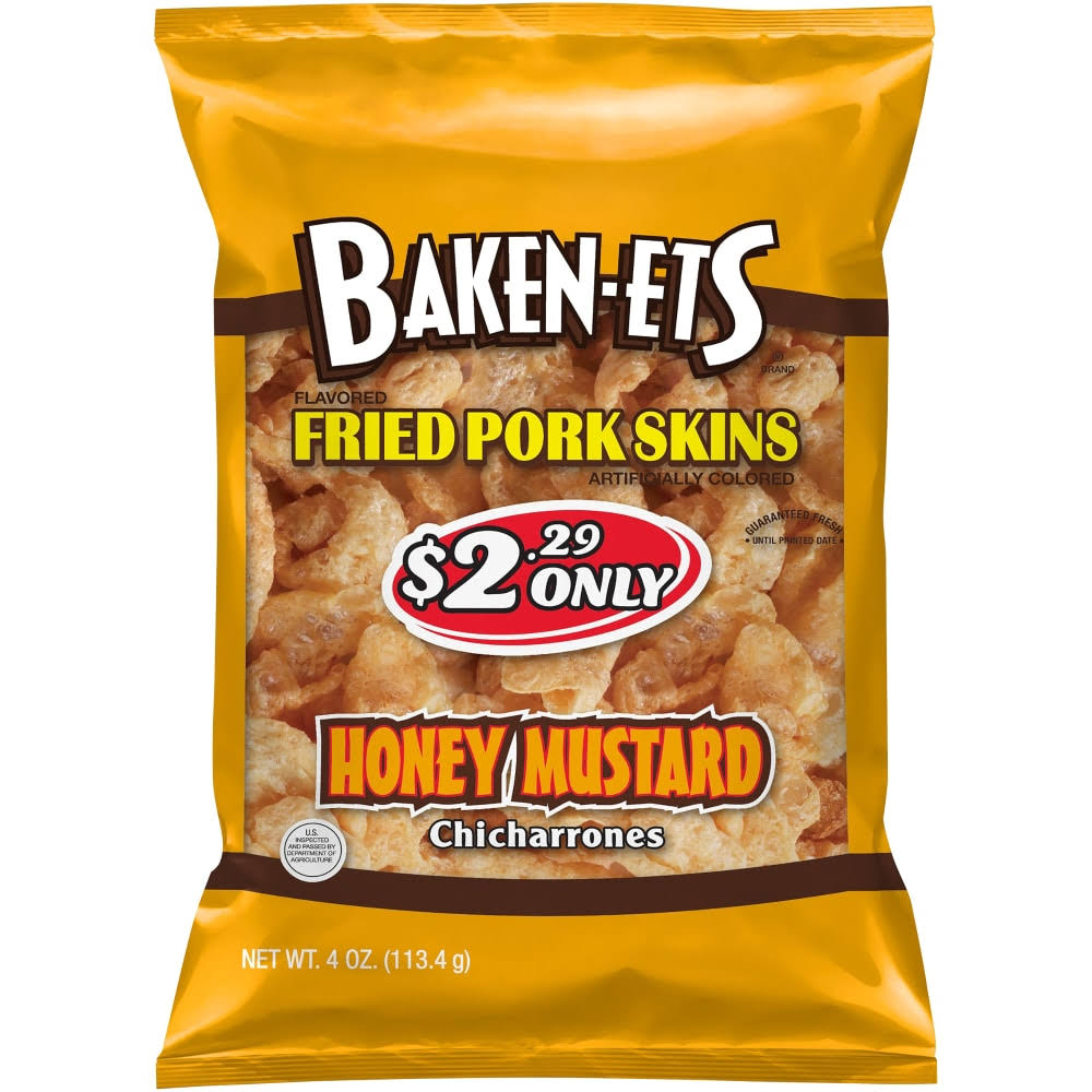 Baken-Ets Fried Pork Skins, Honey Mustard - 4 oz