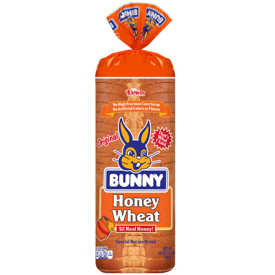 Bunny Bread, Honey Wheat, Original - 20 oz