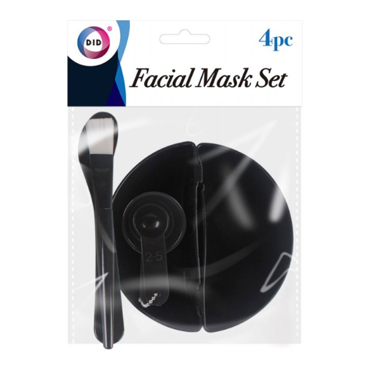 4 PC Facial Mask Mixing Bowl Set - with Mash Brush & Spoons - Black
