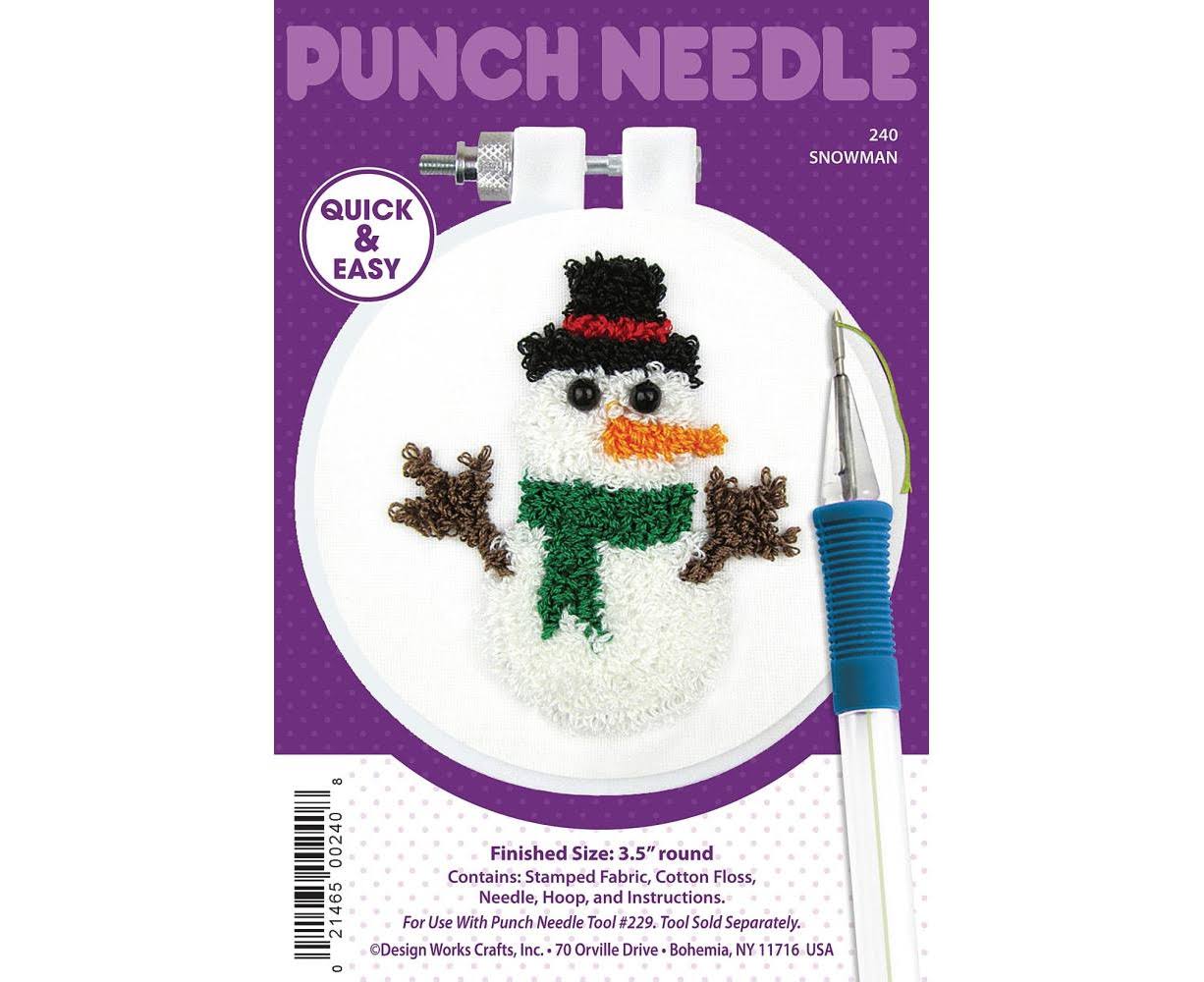 Design Works Punch Needle Kit 3.5" Round - Snowman
