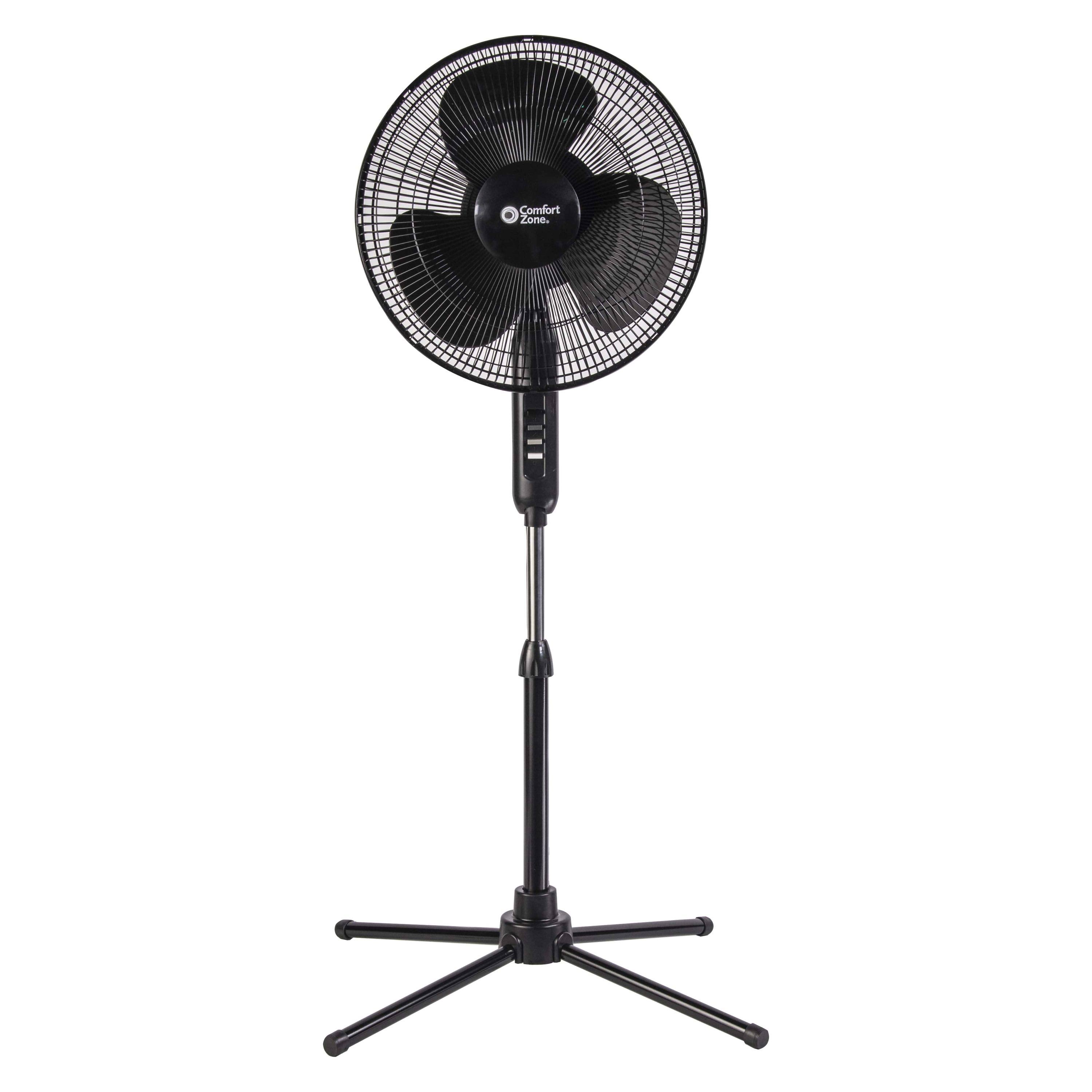 Comfort Zone Oscillating Pedestal Fan - 16", Black, 3 Speed