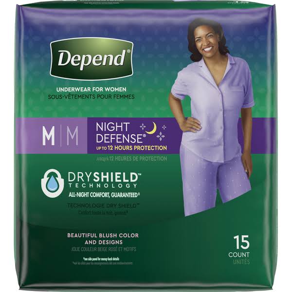 Depend Night Defense Incontinence Underwear for Women Overnight Medium