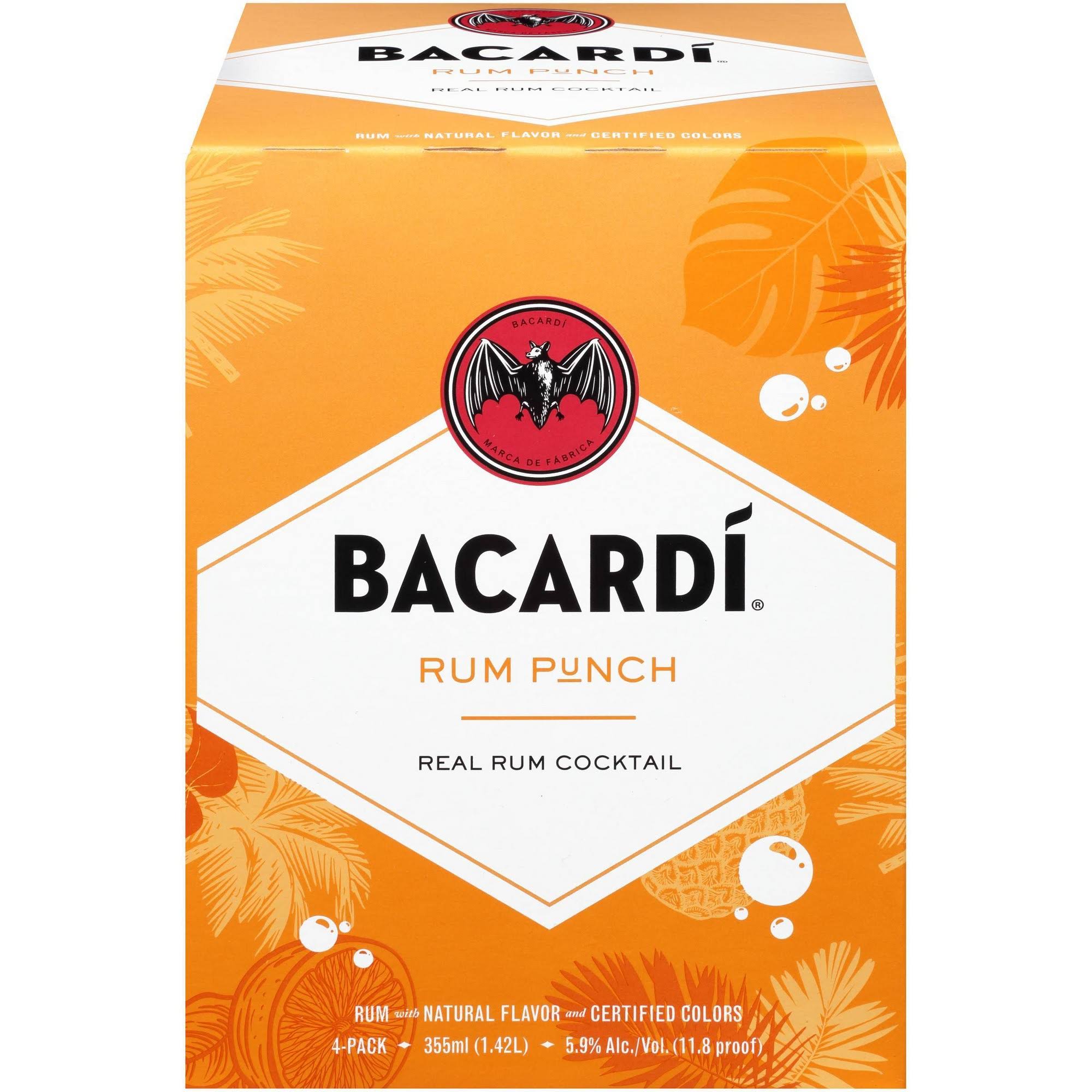 Bacardi Cocktail, Rum Punch, 4 Pack - 4 pack, 355 ml cans