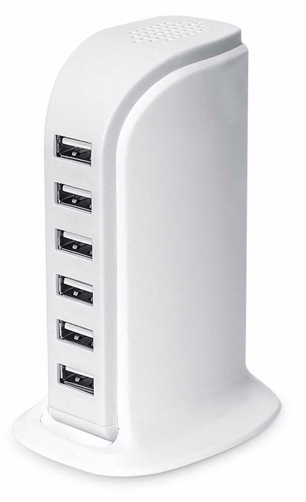 Lax Gadgets Lax 6-Port USB Desktop Charging Station - White