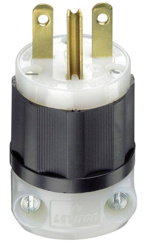 Leviton Industrial Grade Angle Plug - 15 Amp, 250V