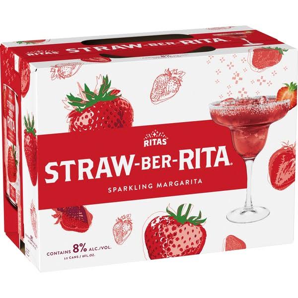 Bud Light Ritas Margarita, Straw-Ber-Rita, Sparkling, 12 Pack - 12 pack, 8 fl oz cans