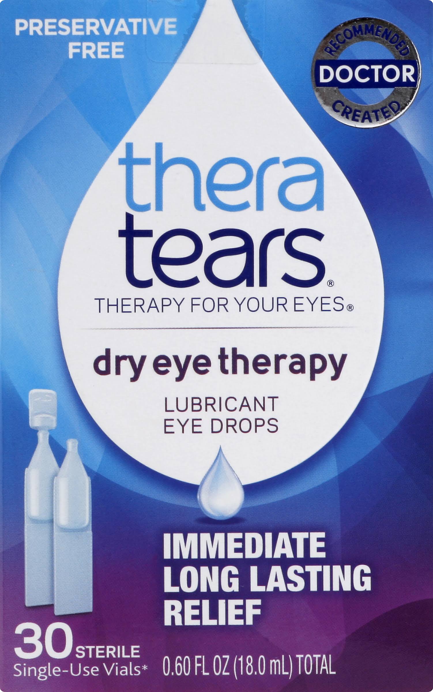 TheraTears Dry Eye Therapy Lubricant Eye Drops 30 Sterile Single-use Vials
