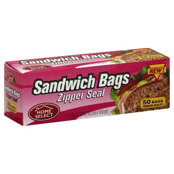 Home Select Sandwich Bags Zipper Seal - 50 Bags