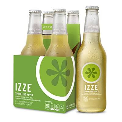 Izze Sparkling Juice, Apple, 12 Oz Glass Bottles, 4 Count