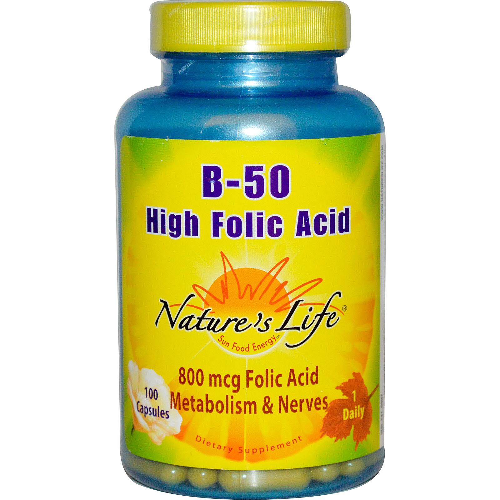 Nature's Life B 50 Complex High Folic Acid Supplements - 100pcs