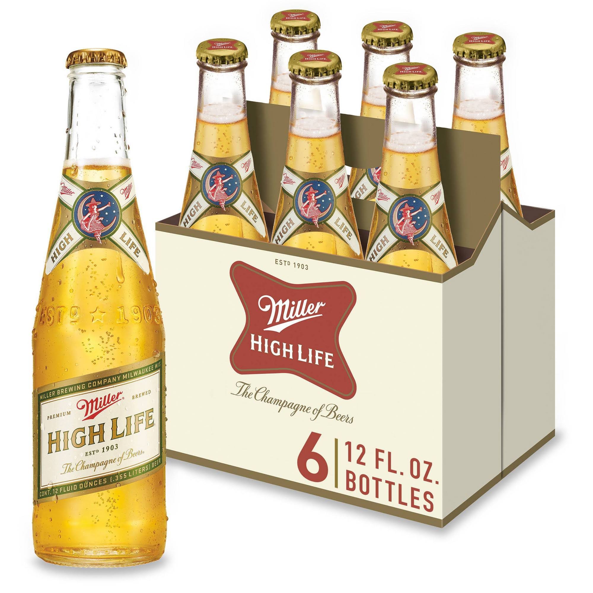 Miller High Life Beer - 6 Bottles