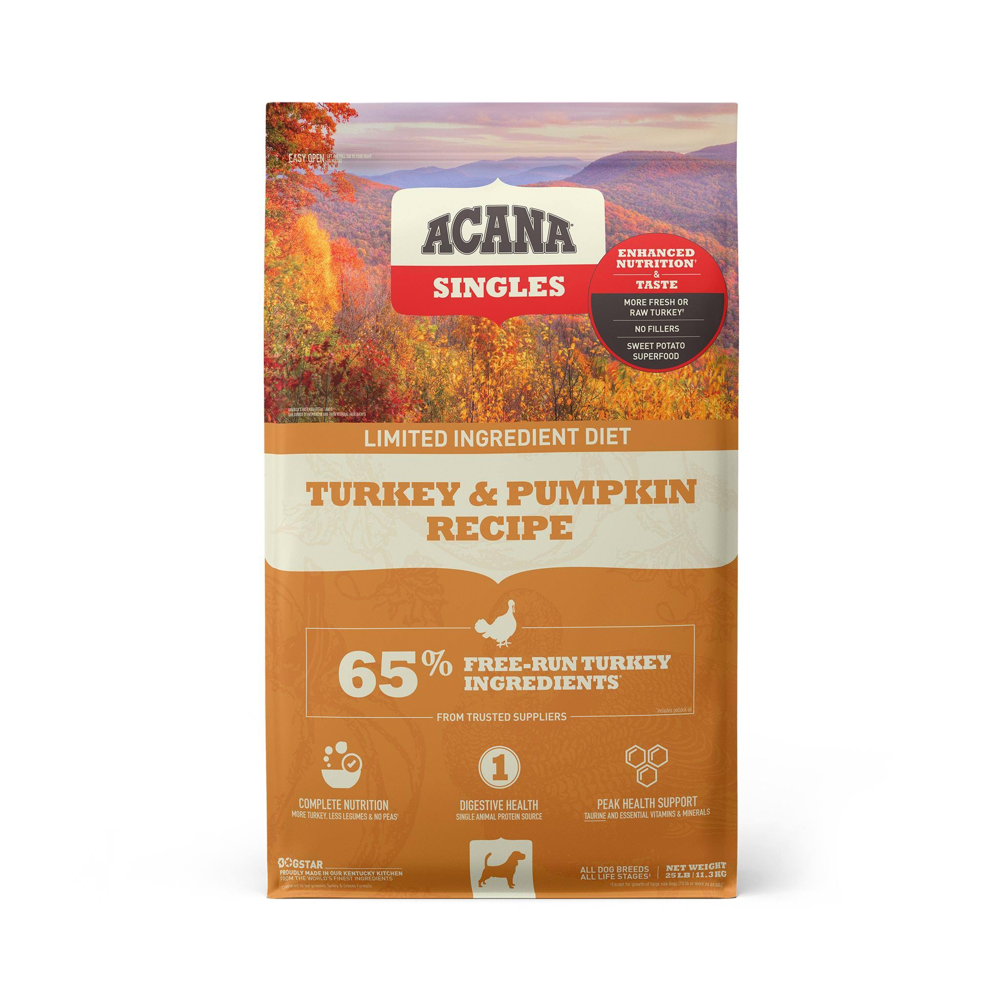 Acana Singles Dry Dog Food 25lb / Turkey & Pumpkin