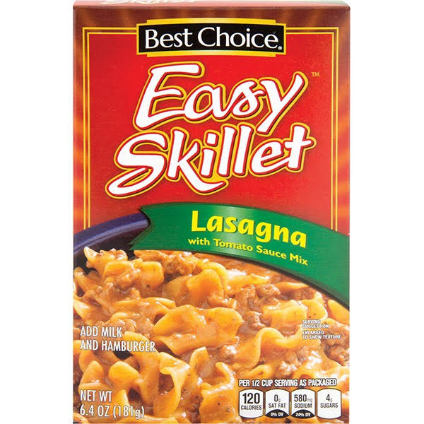 Best Choice Easy Skillet Lasagna Pasta and Tomato Sauce Mix