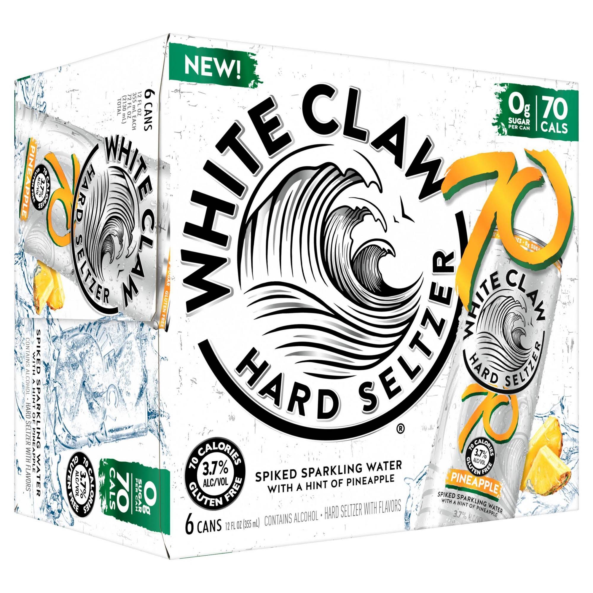 White Claw Hard Seltzer, Pineapple - 6 cans, 12 fl oz