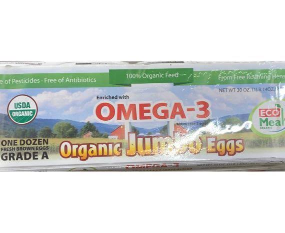 Eco Meal Omega-3 Organic Fresh Grade A Brown Jumbo Eggs - 12 Count - SuperFresh Supermarket - 13th Avenue - Delivered by Mercato