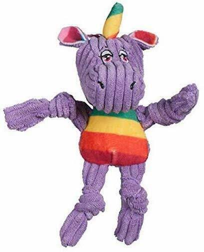 Hugglehounds Wee Purple Rainbow Unicorn 6 Inch Corduroy Knotties Plush Dog Toy