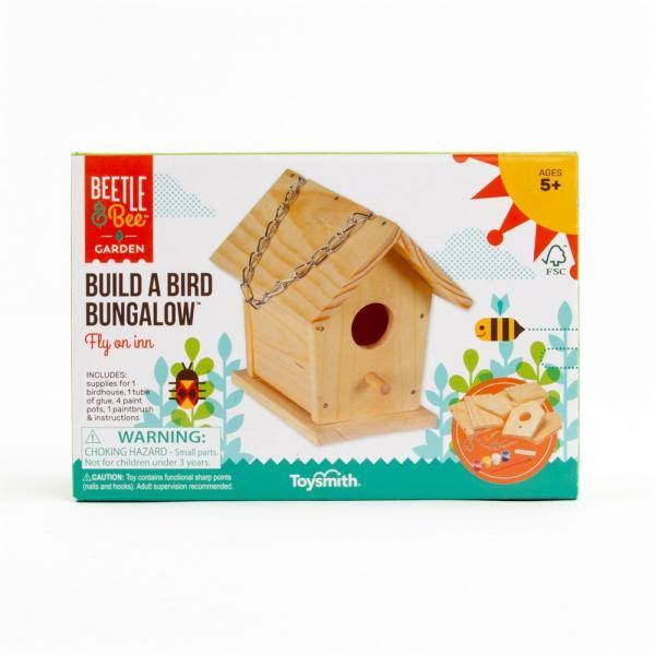 Toysmith Beetle & Bee, Build A Bird Bungalow, DIY Kids Arts & Crafts O