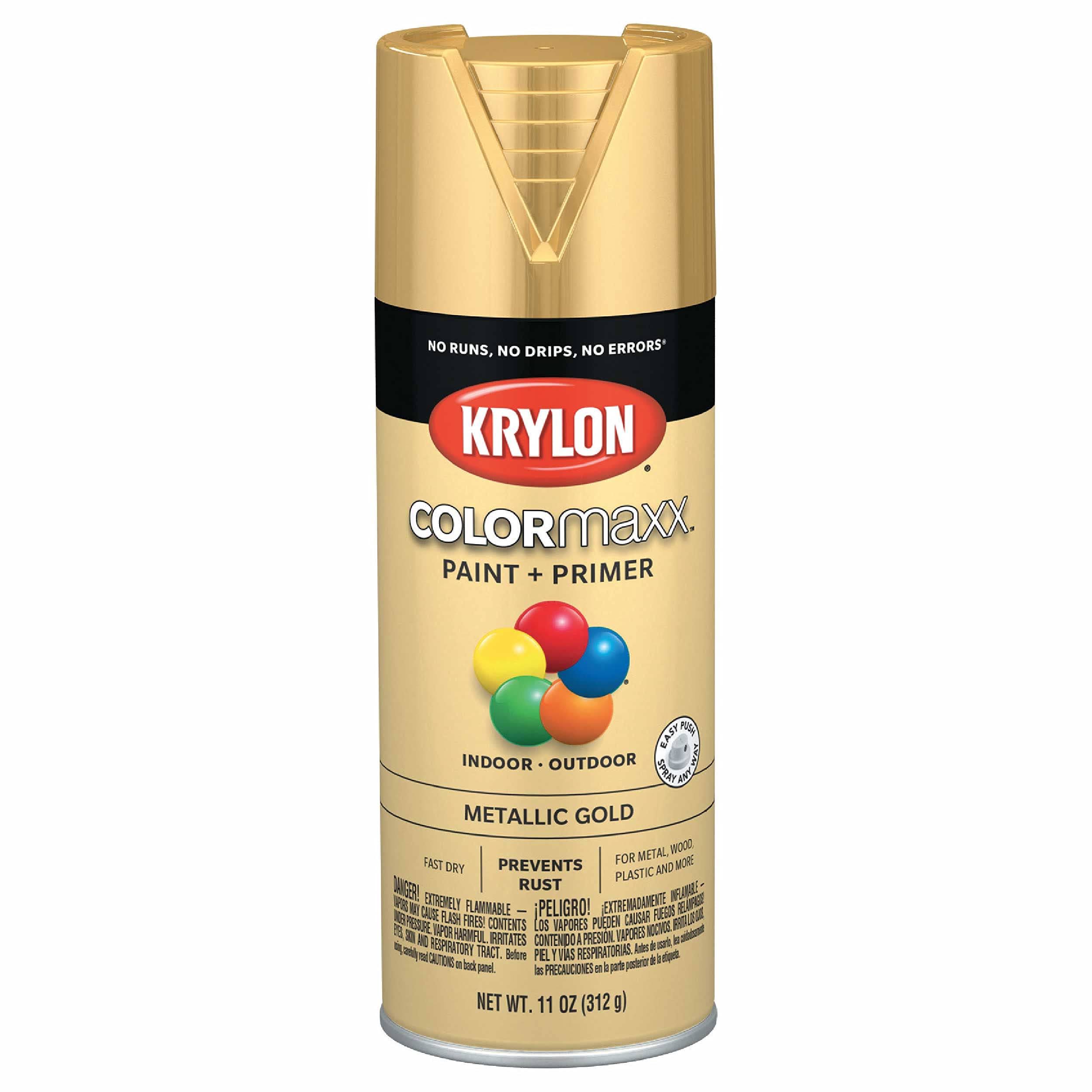 Krylon K05588007 COLORmaxx Spray Paint and Primer - Metallic Gold, 11oz