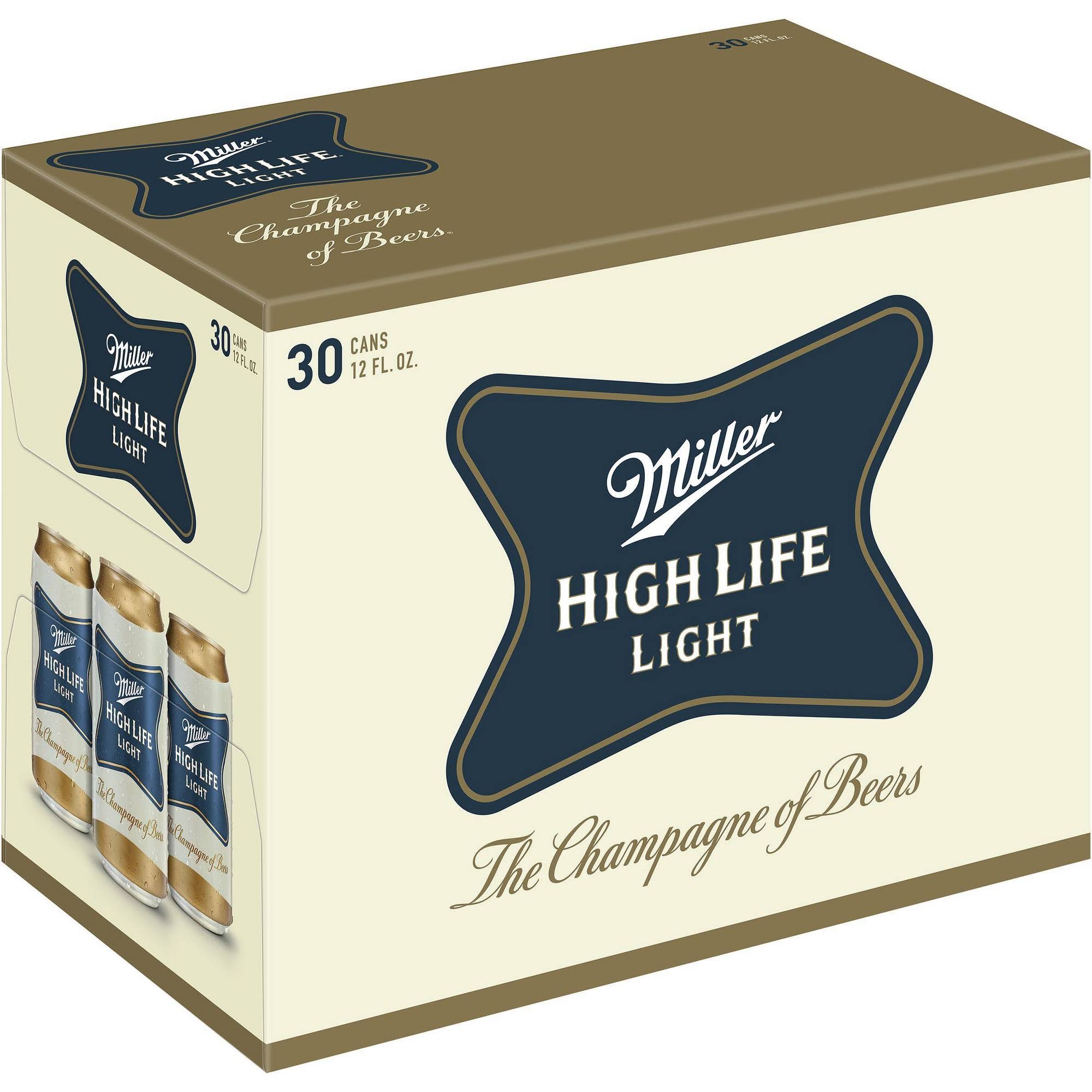 Miller High Life Beer, Light - 30 pack, 12 fl oz cans