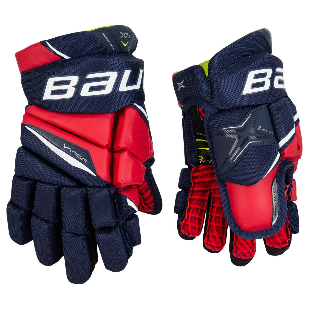 Bauer Vapor X2.9 Junior Hockey Gloves Navy/Red/White / 10"