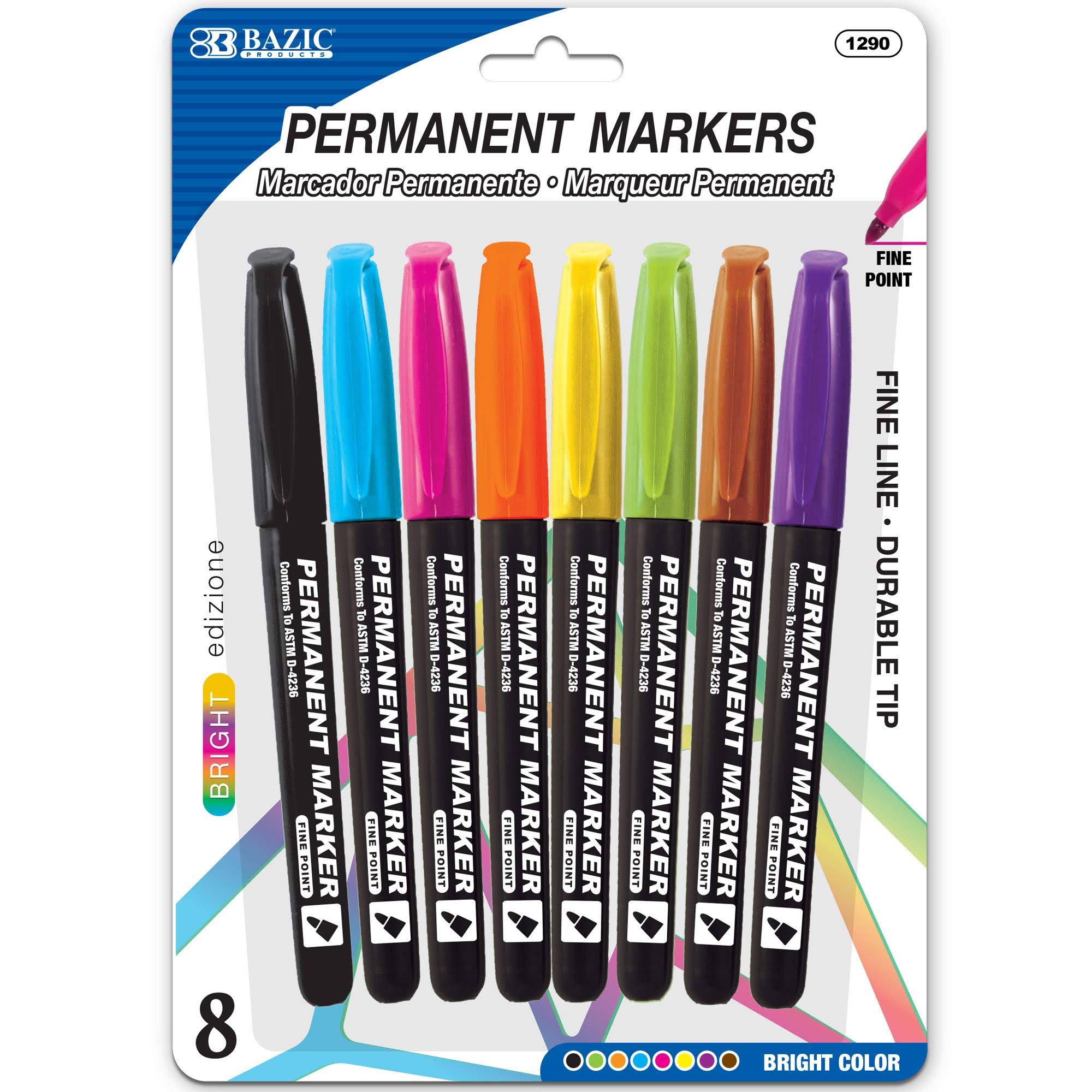 Bazic Products Fancy Colors Fine Tip Permanent Markers - Set of Six One-Size