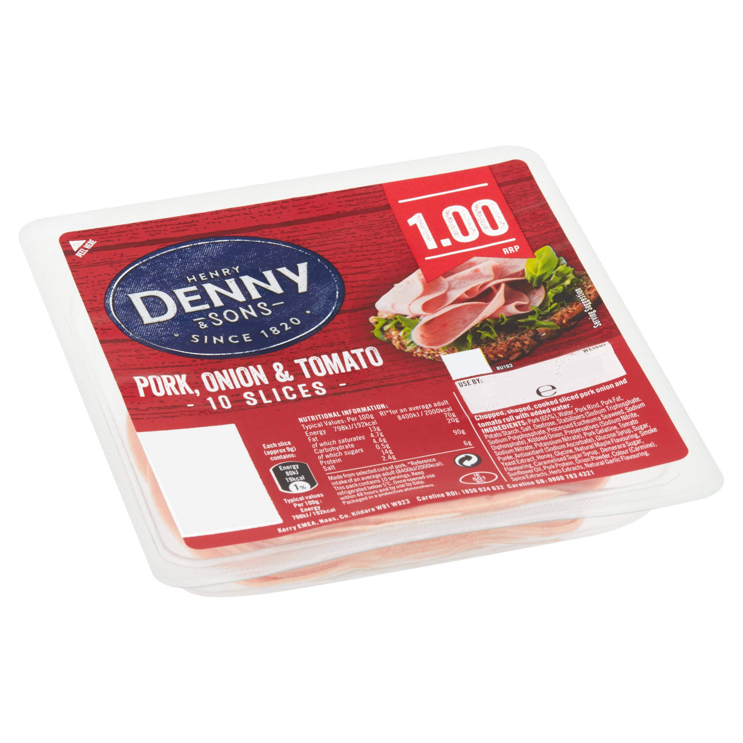 Henry Denny & Sons Pork, Onion & Tomato Slices - 90g, 10ct