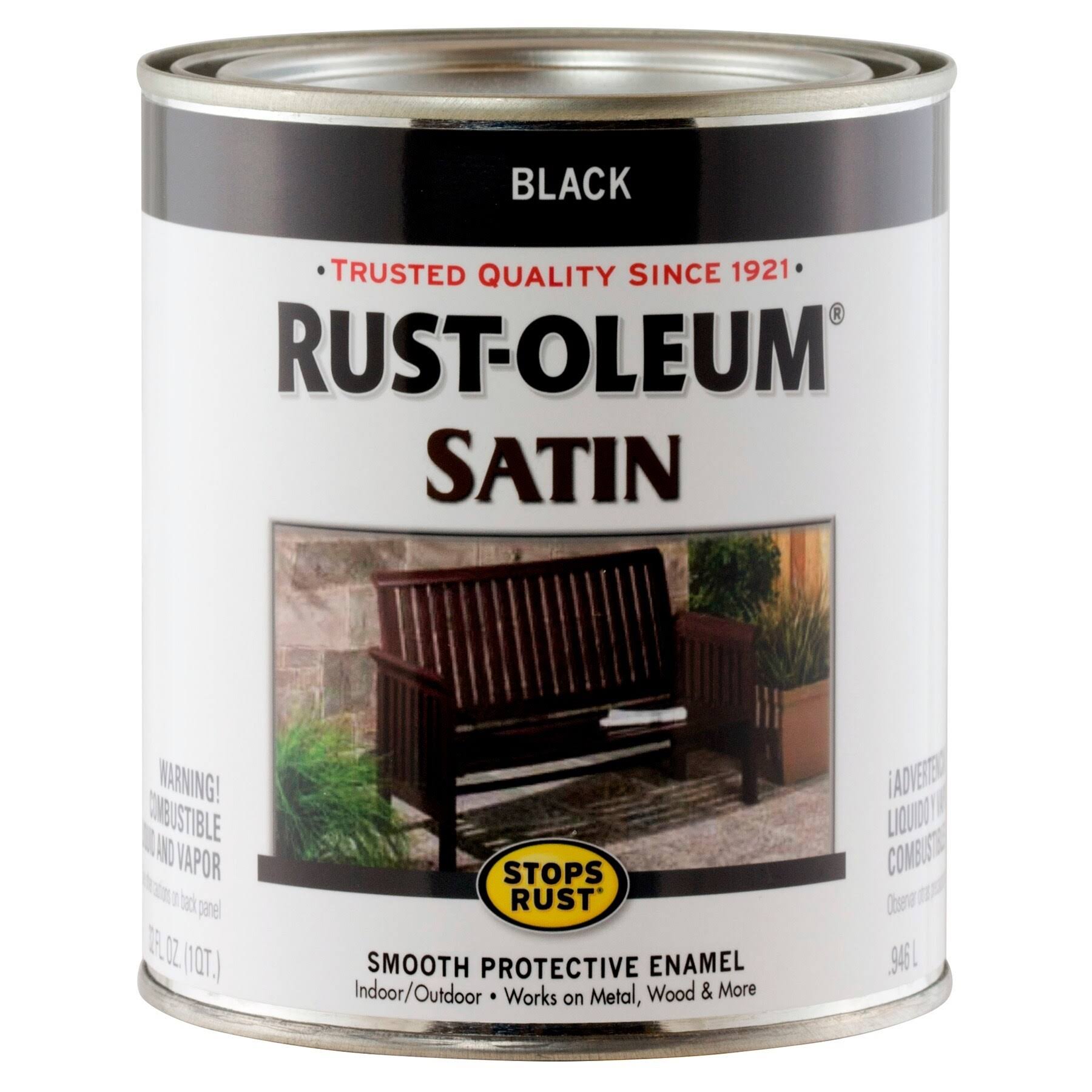 Rust-Oleum Satin Paint - Black, 1 Quart