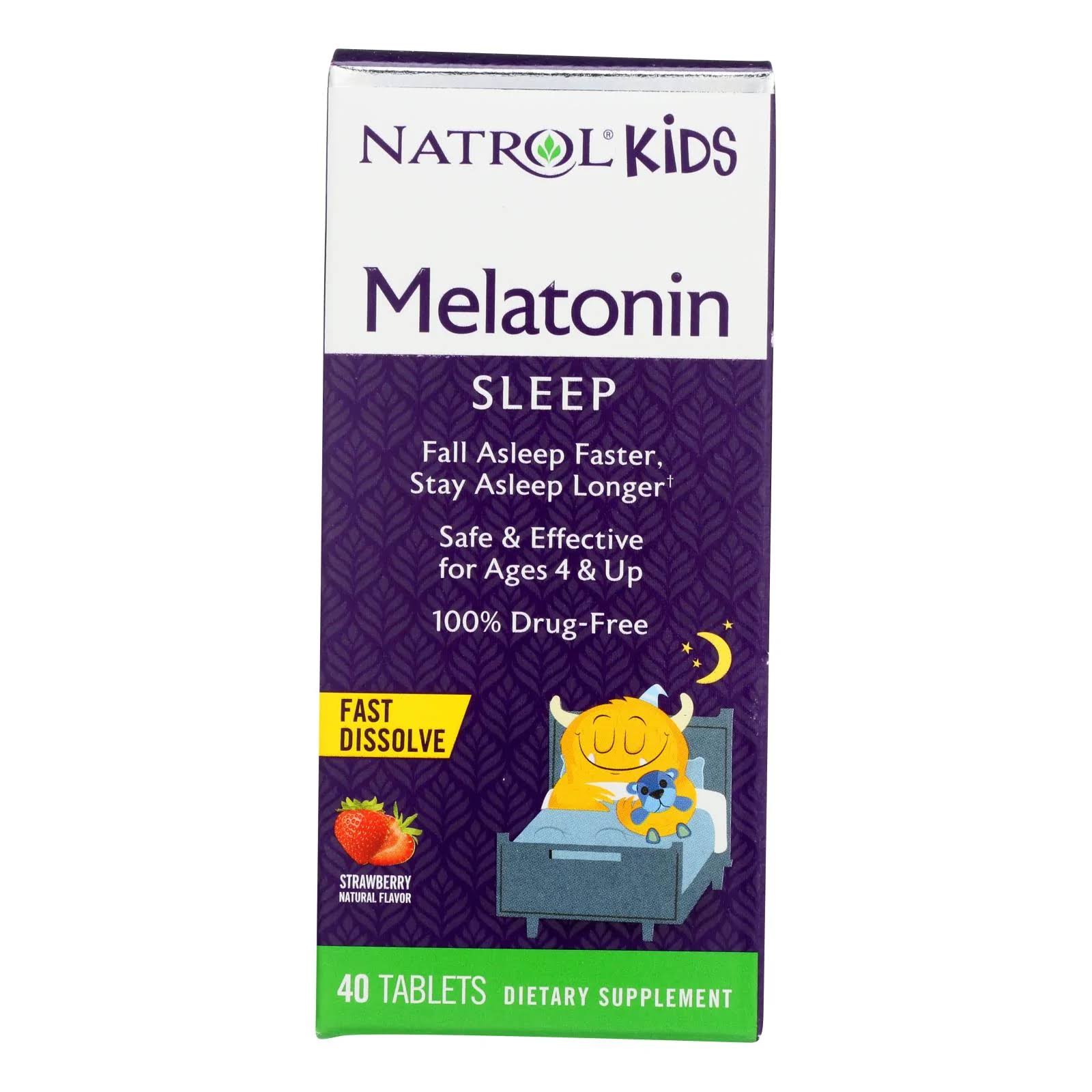 Natrol Melatonin Sleep, Fast Dissolve, Tablets, Strawberry, Kids - 40 tablets