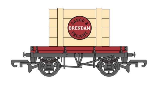 Ho Ttt Plank Wagon W/brendam Cargo Crate Bachmann