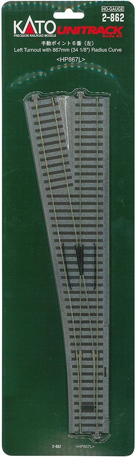 Kato 2-862 Manual Left Turnout Railroad Track - H.O Scale, #6