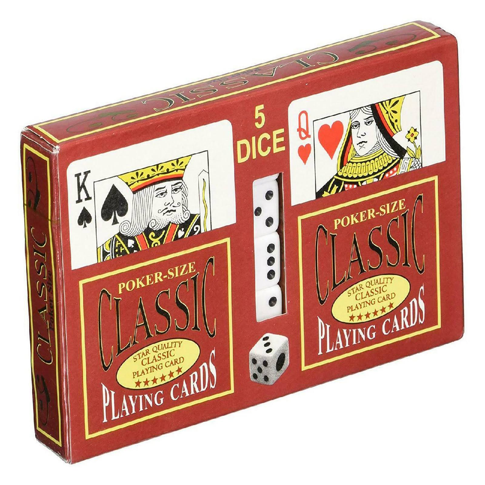 Star Quality Classic Game Playing 2 Deck Cards and 5 Dice Set