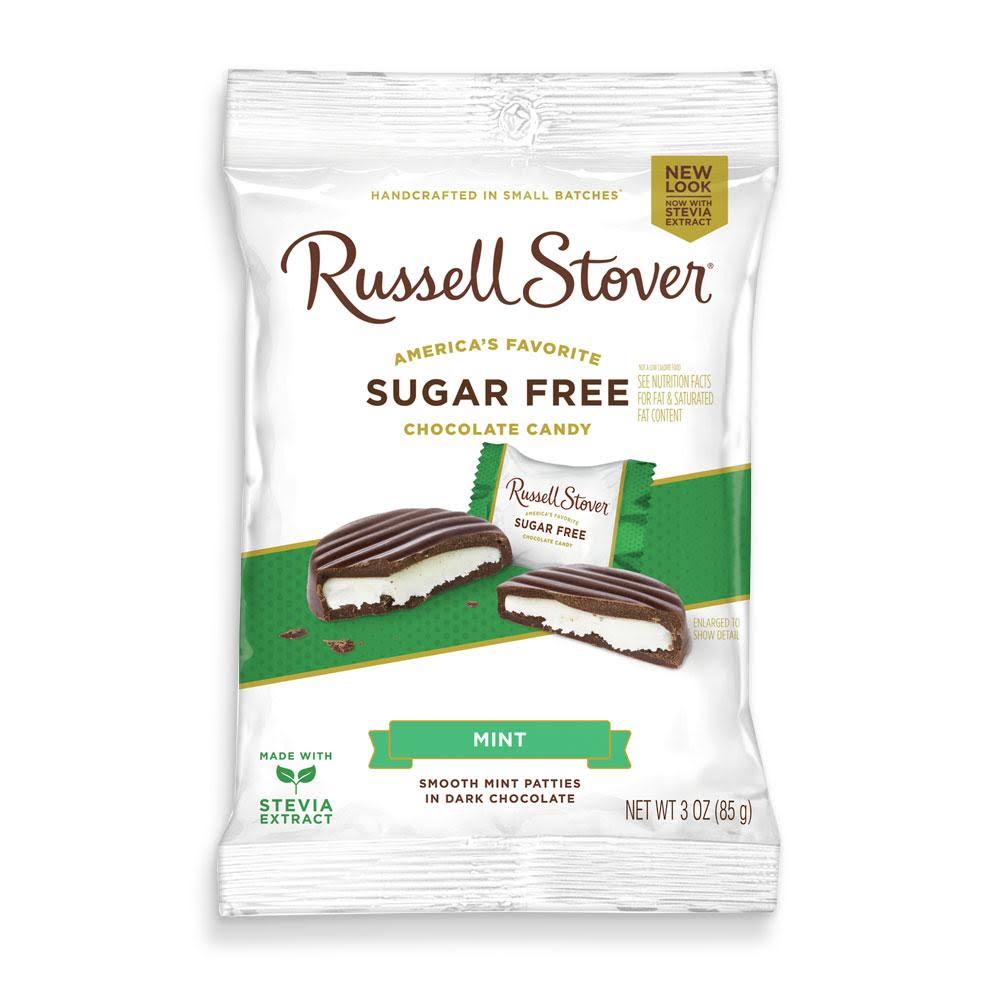 Russell Stover Sugar Free Mint Patties Candy - Covered in Dark Chocolate, 3oz