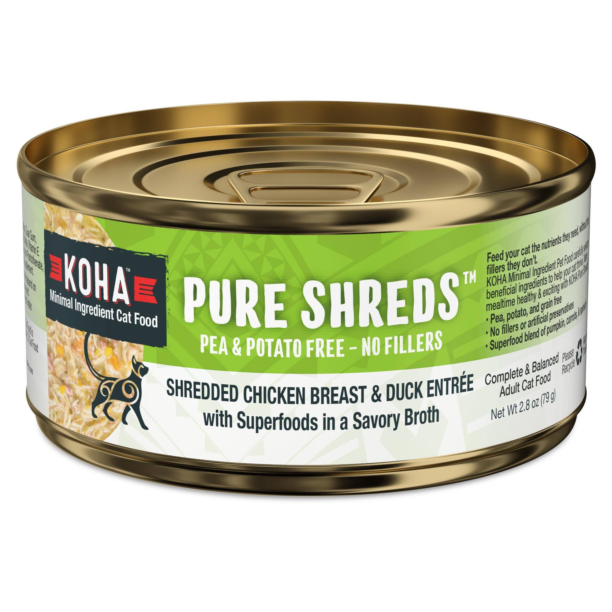 Koha Pure Shreds Shredded Chicken Breast & Duck Entree Cat Food