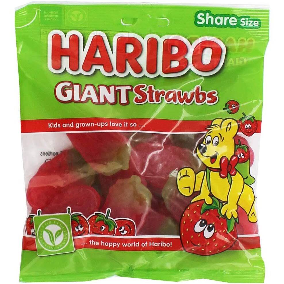 HARIBO Giant Strawberries 1.92kg, bulk sweets, 12 packs of 160g