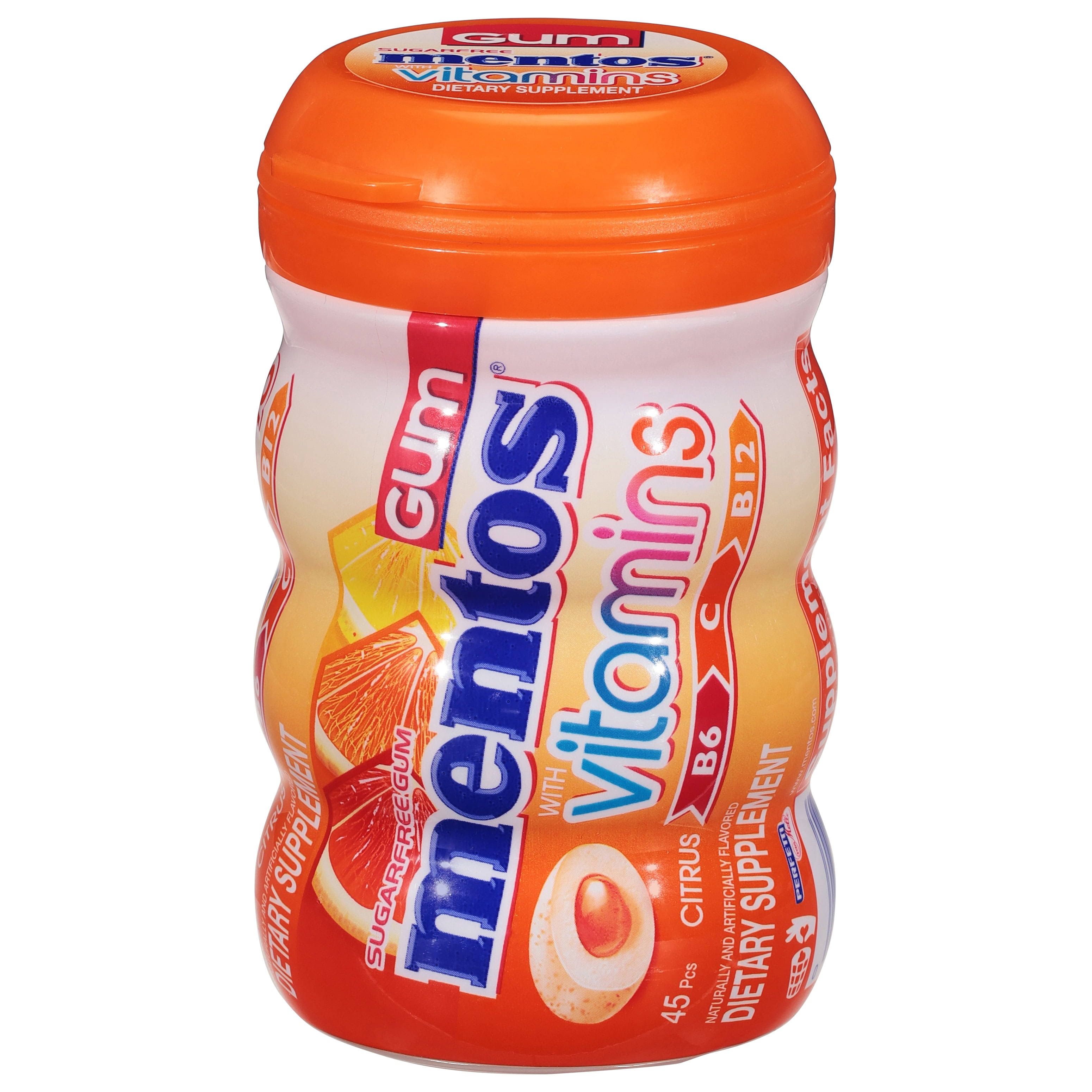 Mento Gum Mentos Gum With Vitamins Citrus, 3.175 oz