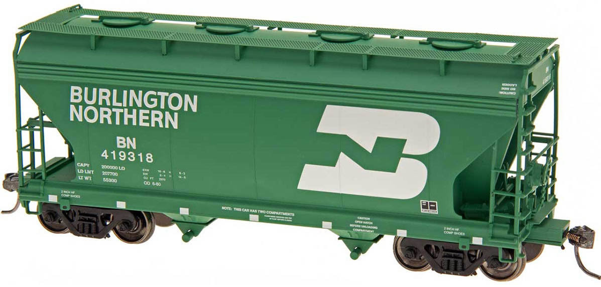Intermountain Ho-scale Acf 2 Bay Centerflow Covered Hopper Burlington Northern Train Model Kit