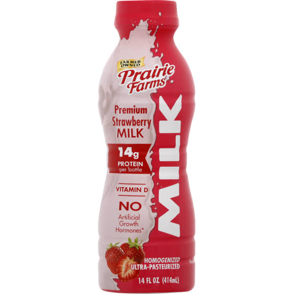 Prairie Farms Milk, Strawberry, Premium - 14 fl oz