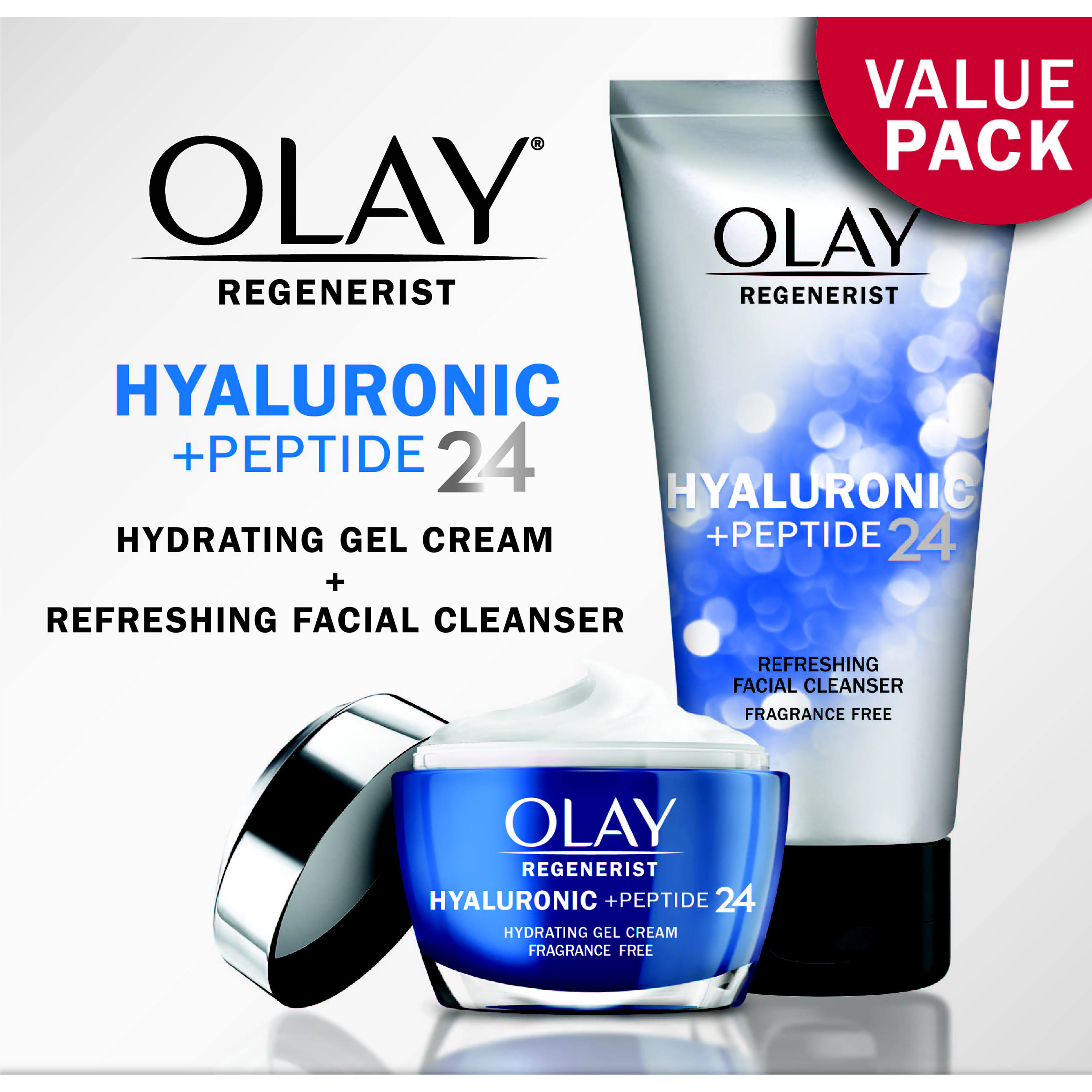 Olay Regenerist Hyaluronic + Peptide 24 Duo Pack, Face Wash & Gel Face Moisturizer - 1 oz