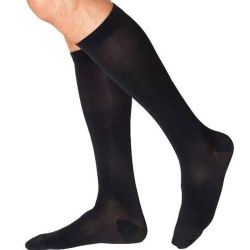 Sigvaris Men's Cushioned Cotton Support Therapy Socks - Black, Size C