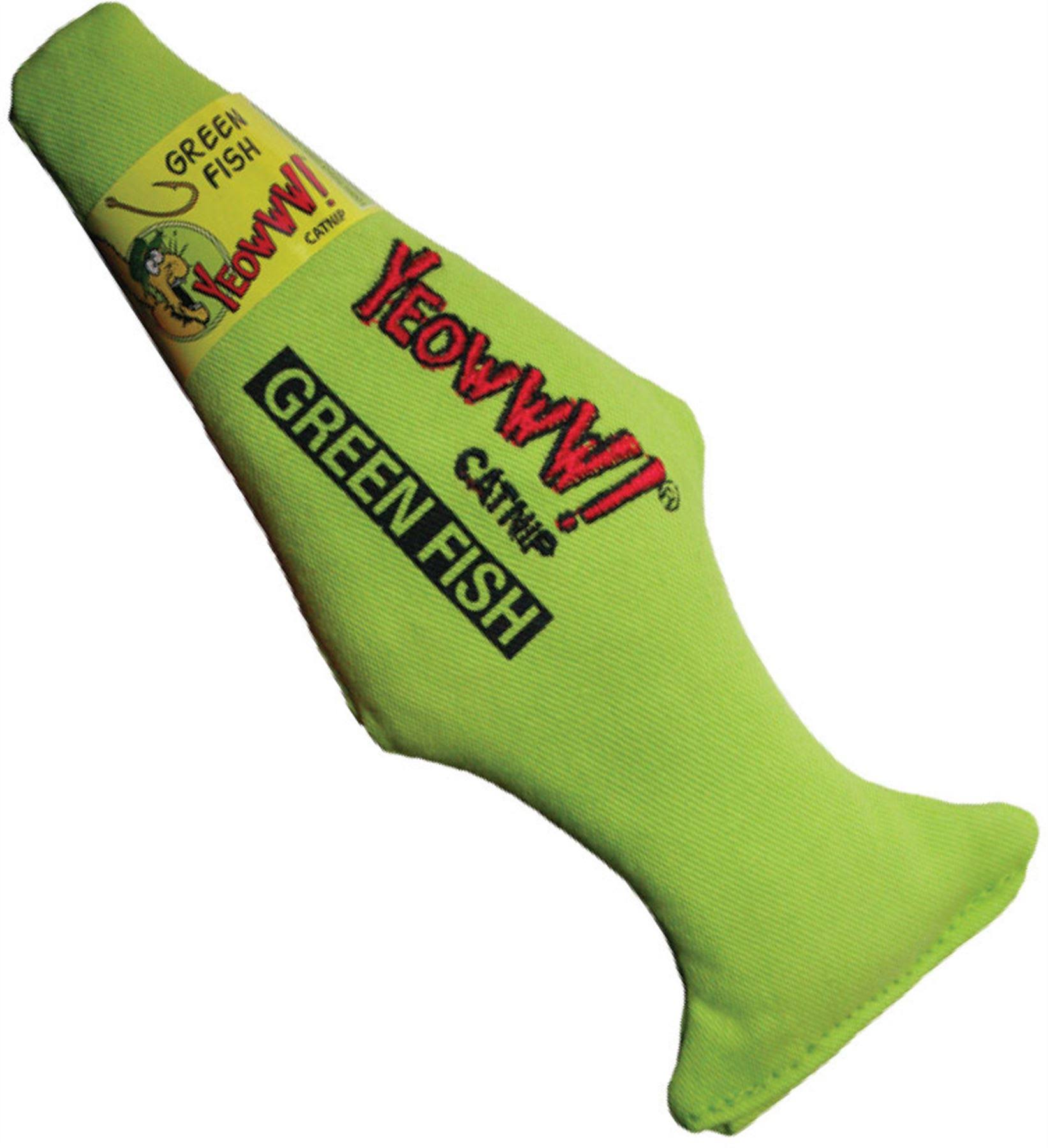 Ducky World Products Yeowww Green Fish Catnip Toy - Green
