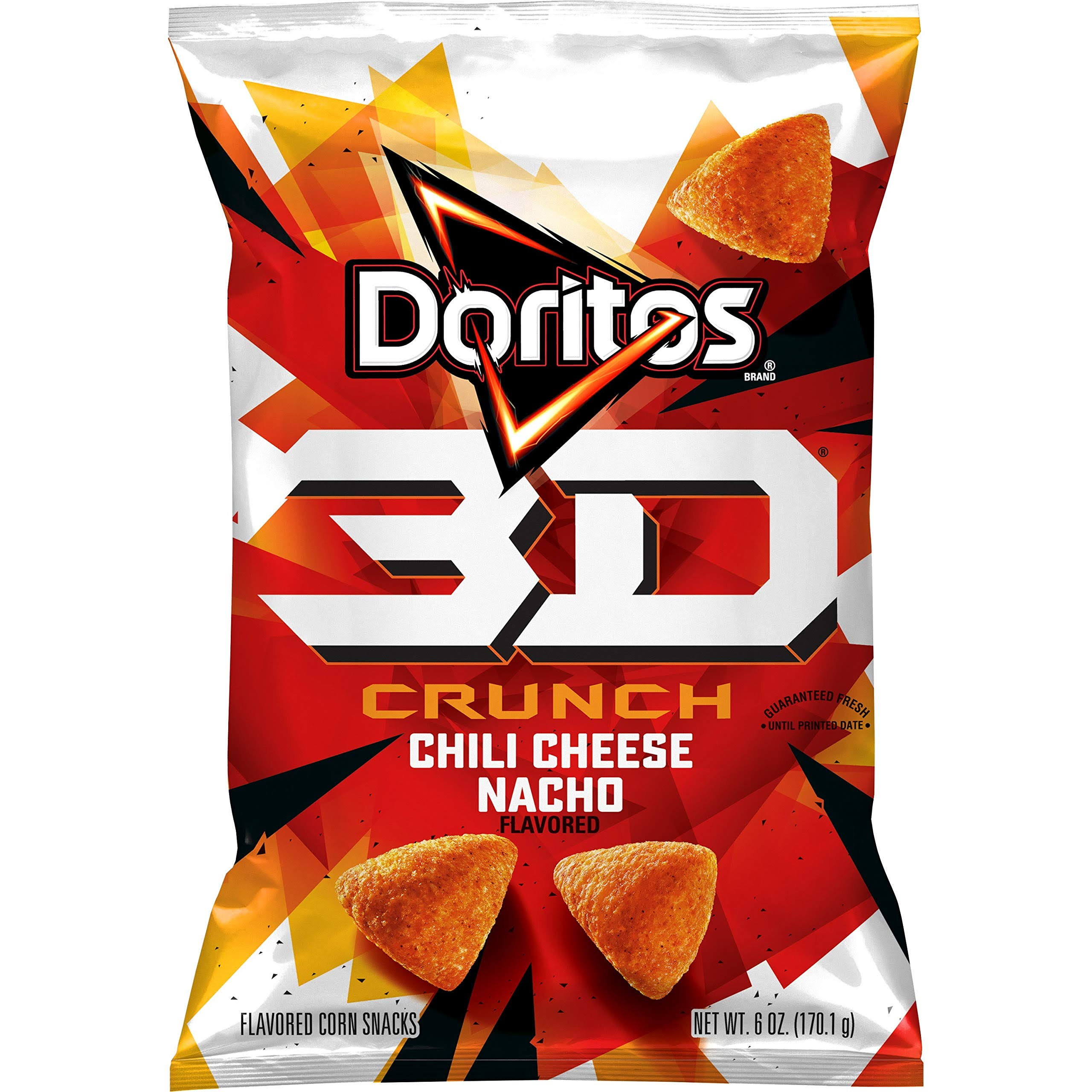 Doritos 3D Crunch Corn Snacks, Chili Cheese Nacho Flavored - 6 oz