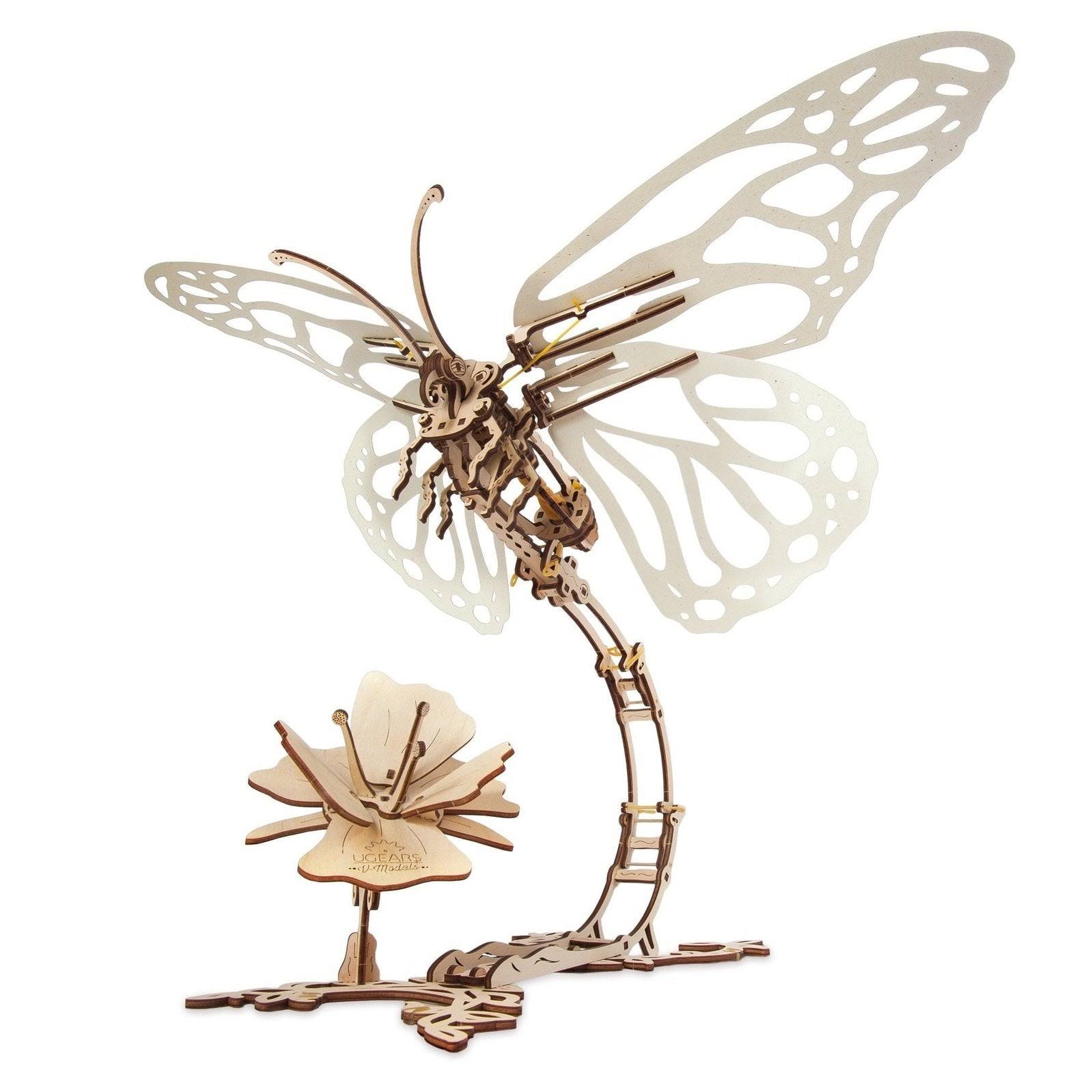 Ugears Butterfly Mechanical Wooden Model Kit - 3D puzzle, Self Assembling